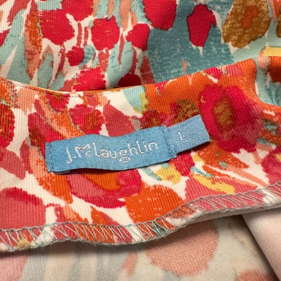 J. Mclaughlin Catalina Cloth 3/4 Sleeve Crewneck Floral Top Size Large Pastel - Picture 3 of 4